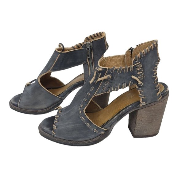 Farylrobin Loki Full Leather Chunky Heel Sandal Womens Size 8.5 Gray Black - Picture 2 of 12